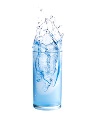 Water splashing out of a glass., Isolated white background.