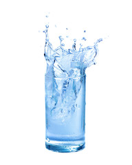 Water splashing out of a glass., Isolated white background.