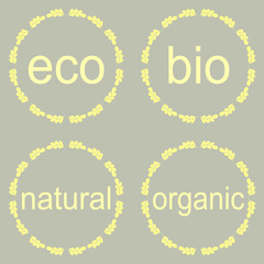 Organic natural bio and eco icons set