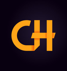 Obraz premium CH Two letter composition for initial, logo or signature
