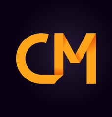 CM Two letter composition for initial, logo or signature