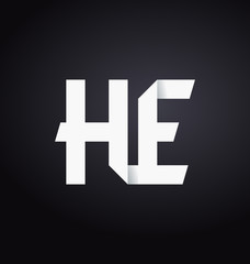 Obraz premium HE Two letter composition for initial, logo or signature.