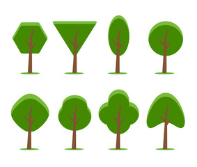 Set of flat trees. Vector element for your creativity