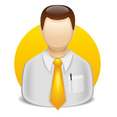 vector icon head of a man in a yellow tie