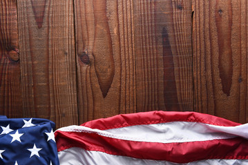 Horizontal American Flag on Wood