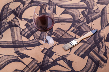 Wine and brush strokes