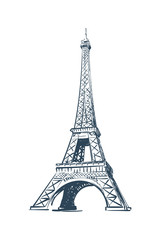 Fototapeta na wymiar Eiffel Tower sketch on white BG