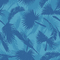 Palm trees leaves pattern blue