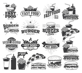 Fast Food Label, Logos and design elements