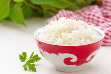 Boiled rice in a bowl