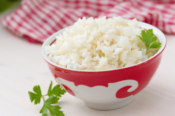 Boiled rice in a bowl