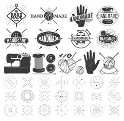 Vintage Hand Made logo, Labels, Badges and Design Elements
