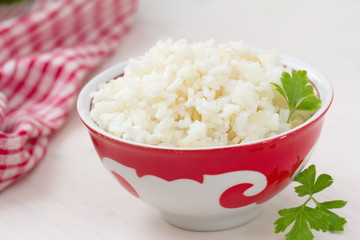 Boiled rice in a bowl