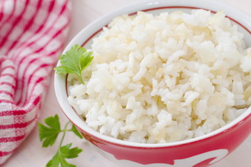 Boiled rice in a bowl