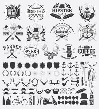 Hipster style design elements and vintage labels
