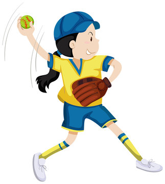 recommend clip art: Girl with softball glove and ball