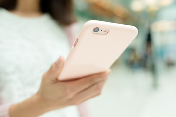 Woman hold with cellphone