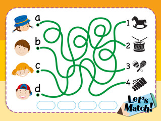 Game template for matching kids and toys