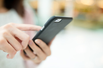 Woman hold with mobile phone