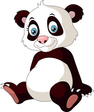 Cartoon funny panda isolated on white background 