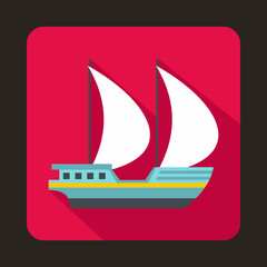 Big yacht icon, flat style