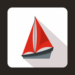 Small yacht icon, flat style