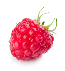 ripe raspberry isolated on white background closeup