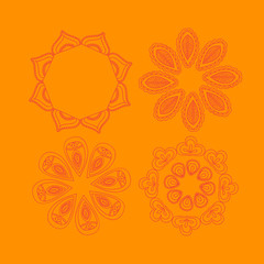 Henna tattoo floral doodle design elements. Arabic or Indian Seamless Round Ornament Mandala, Round Paisley circle