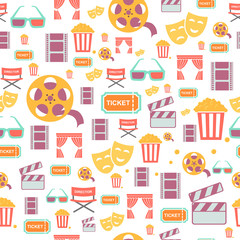 seamless pattern with retro cinema icons