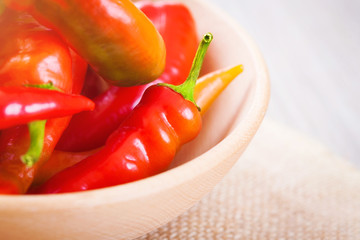 Red chili peppers in a bowl