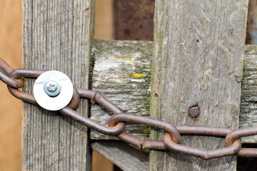 Steel chain of iron corroded by rust. Very old. Strong influence