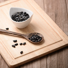 black beans or Vigna mungo in ceramic bowl