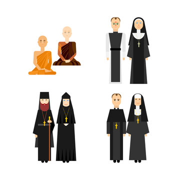 Different religion monk set
