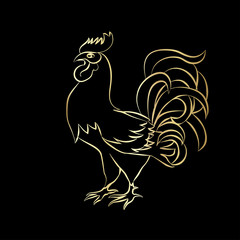 Golden outline of an cock © alesikka