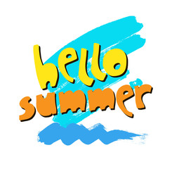 Phrase Hello Summer. Typography art.Typography background. Template for design. Vector design.