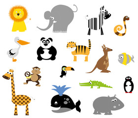 collection of wild cartoon animals / vectors for children