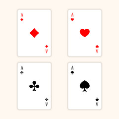 Aces Playing Cards. Set of vector ace playing cards.