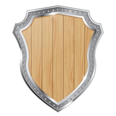 Obraz premium Wooden shield with metal frame