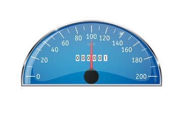 Speedometer. Blue speed gauge scale