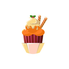 Cute Cupcake With Waffle Straws