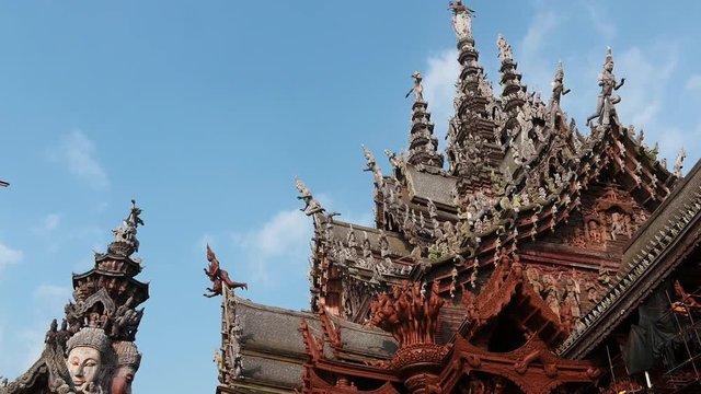 Thailand - sanctuary of truth temple dolly shot  time lapse