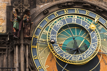Fototapeta na wymiar Astronomical Clock Orloj in the Old Square of Prague. Czech Republic