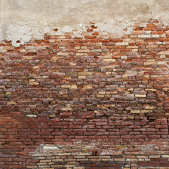 grunge brick wall damaged plaster