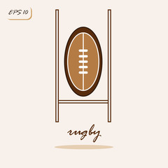 Vector illustration showing rugby ball and gates. Rugby Sports Game