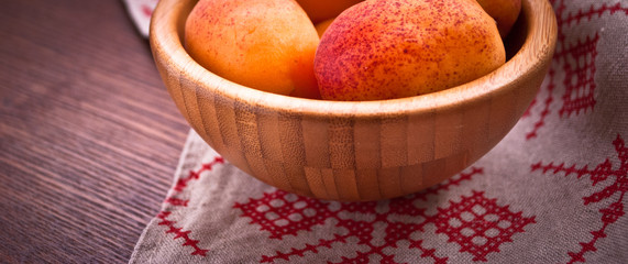 Bowl of raw apricots