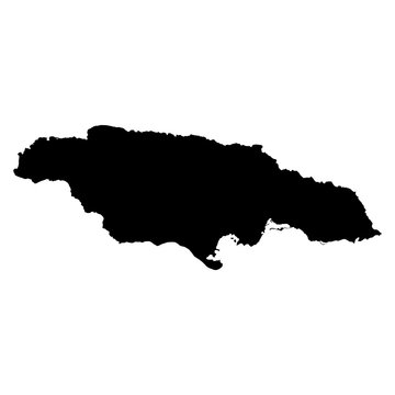 Jamaica black map on white background vector