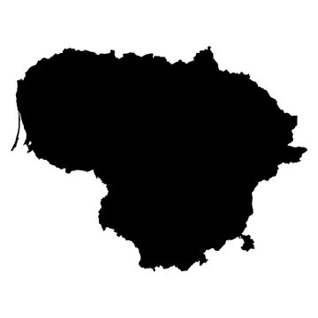 Lithuania black map on white background vector