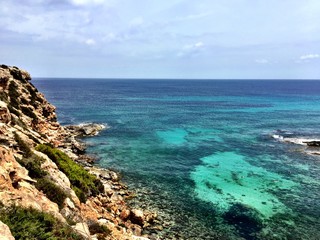 Rock beach Beach in Formentera Spain