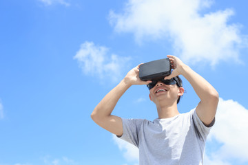 man using VR headset glasses
