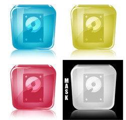 Szklana ikona z odbiciem 3D wektor